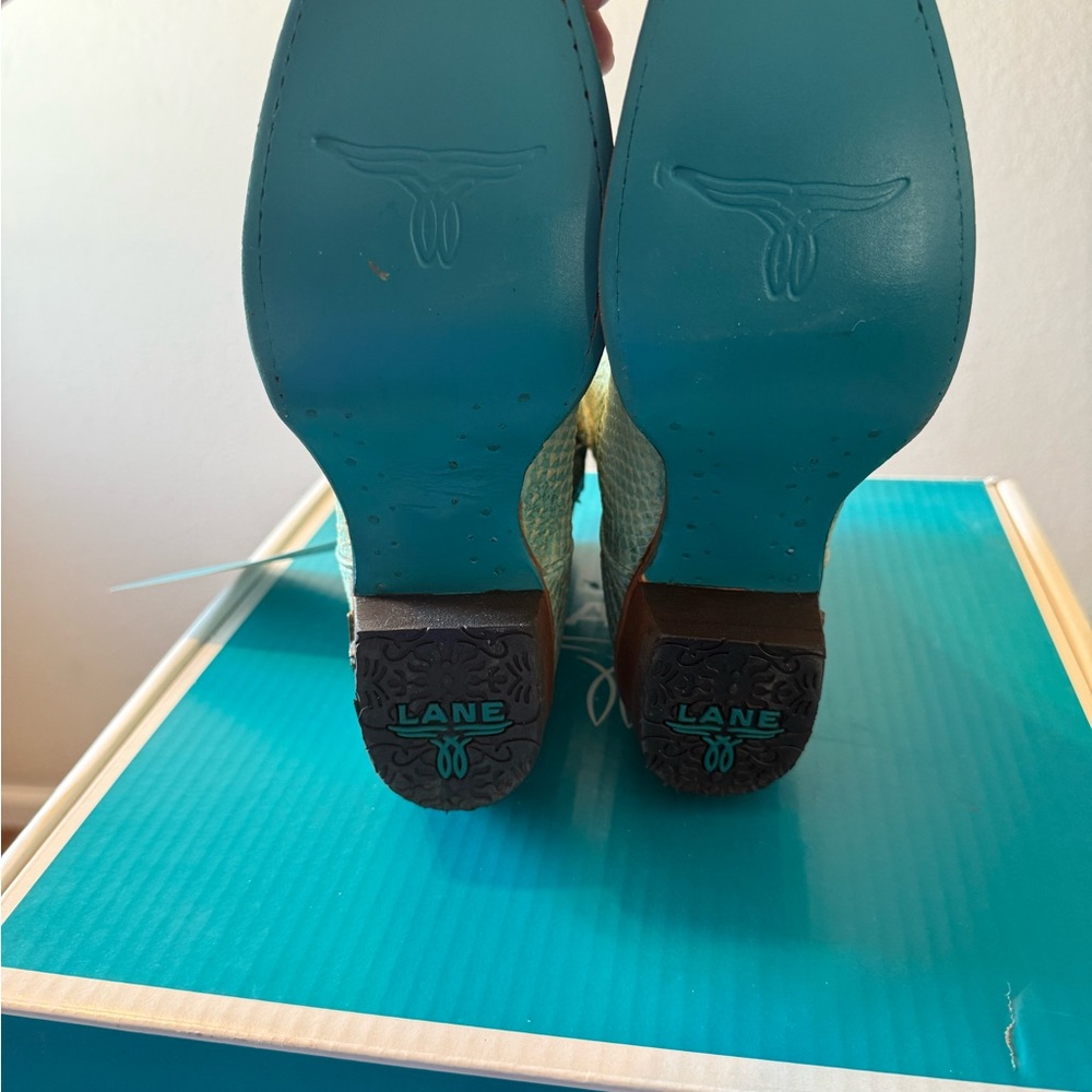 Emma Jane Tempting Turquoise Snakeskin Booties - Picture 3 of 5